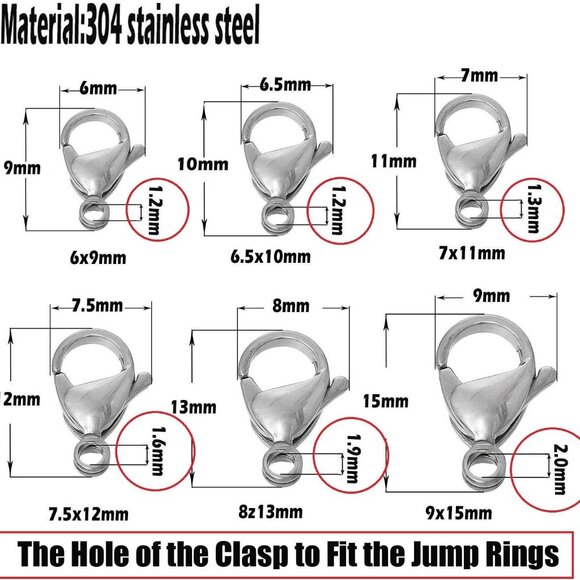 300pcs Mix 8mm 9mm 10mm Stainless Steel Thick Strong Rings Jump Rings Connector - Picture 4 of 8